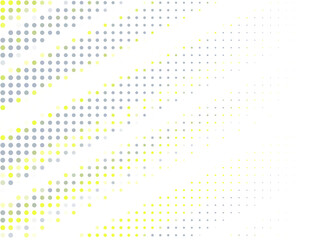 Gray and yellow dots on a white background. Halftone effect. Vector design for banners, cards, wallpapers, and covers.