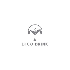 disco drink logo vector illustration glass design