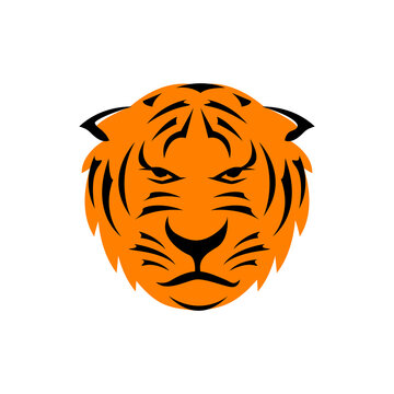angry orange tiger head logo symbol company icon design illustration