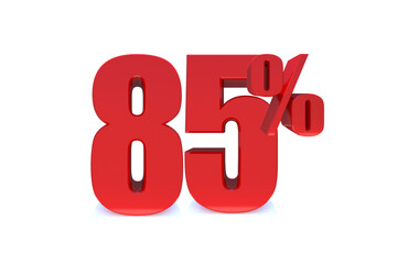 85 Percent off 3d Sign on White Background, Special Offer 85% Discount Tag, Sale Up to 85 Percent Off,big offer, Sale, Special Offer Label, Sticker, Tag, Banner, Advertising, offer. 