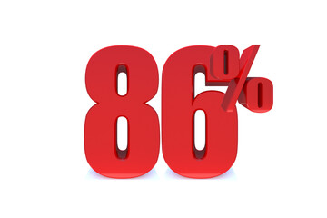 86 Percent off 3d Sign on White Background, Special Offer 86% Discount Tag, Sale Up to 86 Percent Off,big offer, Sale, Special Offer Label, Sticker, Tag, Banner, Advertising, offer. 