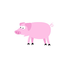 cartoon pig in flat style. isolated 2d vector
