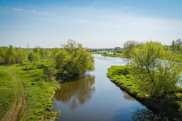 Rural river and blue sky