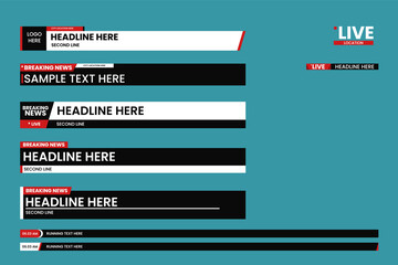 Lower third news vector set for broadcasting and media online