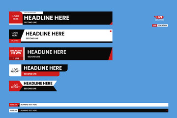 Lower third news vector set for broadcasting and media online