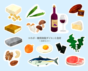 糖質制限／低糖質／ロカボ／ダイエット／食材／水彩セット