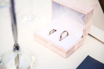 wedding rings in a box