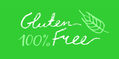 Gluten free icon vector. Handwritten badge gluten-free 100% guarantee. Healthy eating symbol with crayon texture effect. Allergen free sign. Emblem for green products label. Bread package design