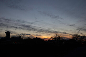 
trees, sky, clouds, mountain, night