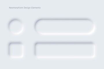 Editable neumorphic buttons set. Sliders for websites, mobile menu, navigation and apps. Simple elegant Neumorphism trendy design elements UI components isolated on light background.