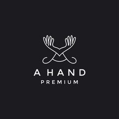 Initials A Hand Care Logo Template vector icon Business in black background.