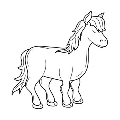 Obraz premium Simple Horse black and white Line art vector illustration 
