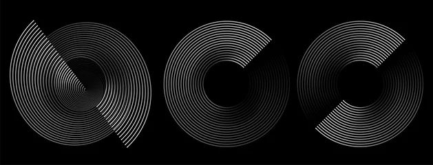 Poster Im Rahmen Circular spiral sound wave rhythm from lines. © Ramcreative