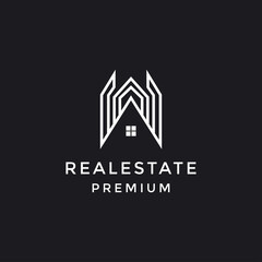 modern abrtract bulding for real estate logo company in black background.