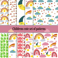 set of children vector pattern