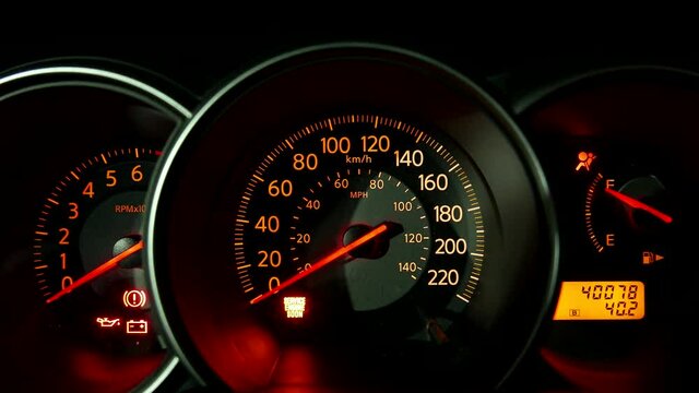 Check light warning and start engine car with 4k resolution.