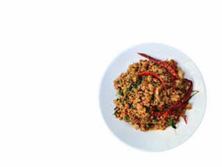 Stir-fried with minced pork and basil