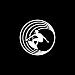 Surfing Logo Design. Surfer And Wave. Vector Illustration.