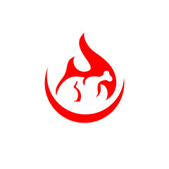 fire chicken flame hot logo vector icon illustration, 
vintage restaurant cafe logo , fast food app icon