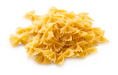 raw pasta farfalle on white isolated background
