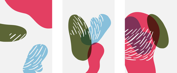 Hand drawn doodle shapes, wall art painting style, vector abstract background templates. A4 poster design or for covers, banners, flyers