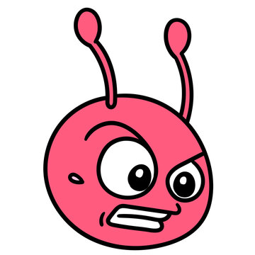 angry ant head emoticon, doodle icon image kawaii