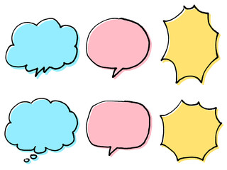 かわいい漫画の吹きだしセット　カラフル
