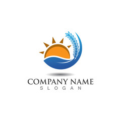 Farming ecology green nature logo design template, Agriculture icon