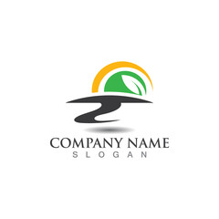 Farming ecology green nature logo design template, Agriculture icon