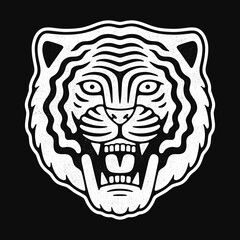 Angry tiger head. Retro mascot logo.
