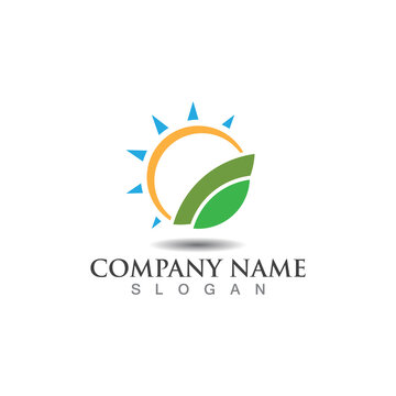 Farming ecology green nature logo design template, Agriculture icon