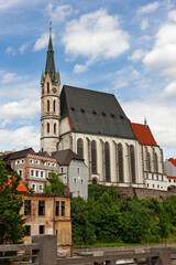 Fototapeta na wymiar Saint Vitus church in Cesky Krumlov, Czech Republic