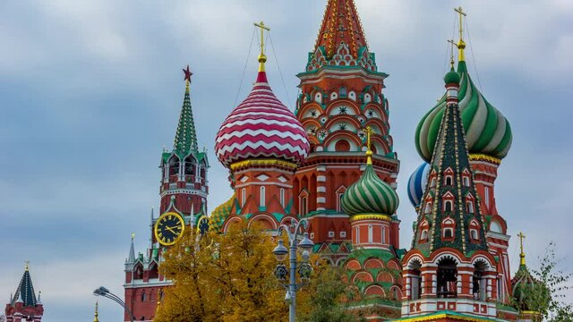View of St. Basil Cathedral and Kremlin Tower