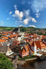Fototapeta na wymiar St. Vitus Church in Cesky Krumlov, city panorama. Czech