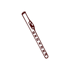 traditional flute vector illustration isolated on white background. wind instrument icon. hand drawn vector. doodle for kids, logo, sticker, poster, banner, cover, symbol, advertising. 
