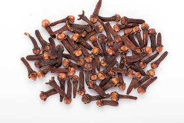 Dry carnations isolated on white background.