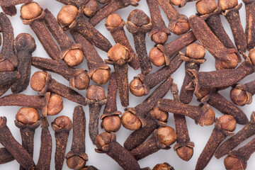 Dry carnations isolated on white background.