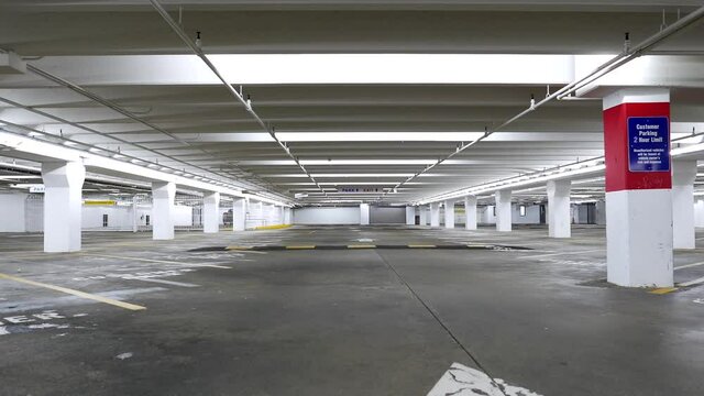 The motion of empty underground parking with 4k resolution