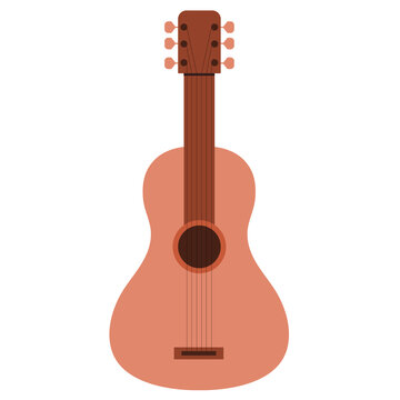 Classical wooden guitar or ukulele in pastel colors. Vector illustration of musical instrument