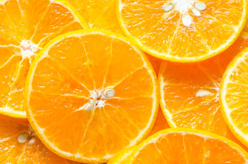 Closed up fresh juicy sliced orange fruit background