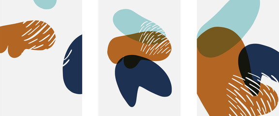 Hand drawn doodle shapes, wall art painting style, vector abstract background templates. A4 poster design or for covers, banners, flyers