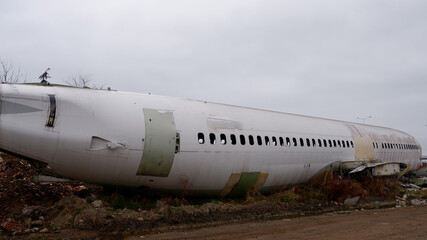 The crashed plane. The old plane was discarded as scrap, the big passenger plane crashed.Plane crash .