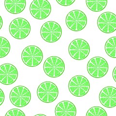 lime slices background, patern of stylized green limes in a cut, the image of citrus fruits, freshness, light green, sour, summer color, vector in a chaotic manner
