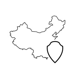 China on the map shield icon isolated on white background 