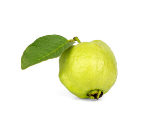 Guava fruit and green leaf isolated on white background, clipping path
