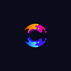 colorful letter C wave surf logo