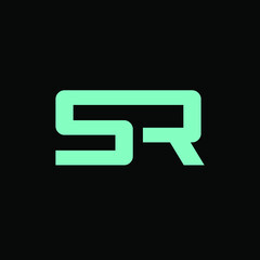 the letters SR. Simple vector logo design on black background