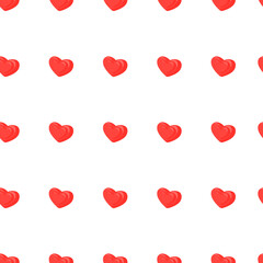 Geometric pattern with red 3d hearts on a white background. Romantic seamless vector pattern for Valentine's Day, wedding, anniversary, wallpaper, fabric, wrapping paper. 