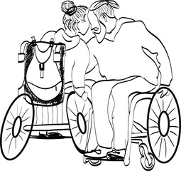 a man embraces a woman