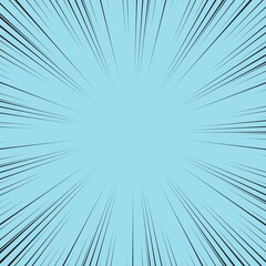Speed Line background. Vector illustration. Comic book black and blue radial lines background.